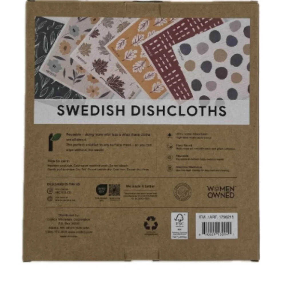 REYCO Swedish Dishcloths 12 Pack Fall Autumn Leaves Flowers Abstract